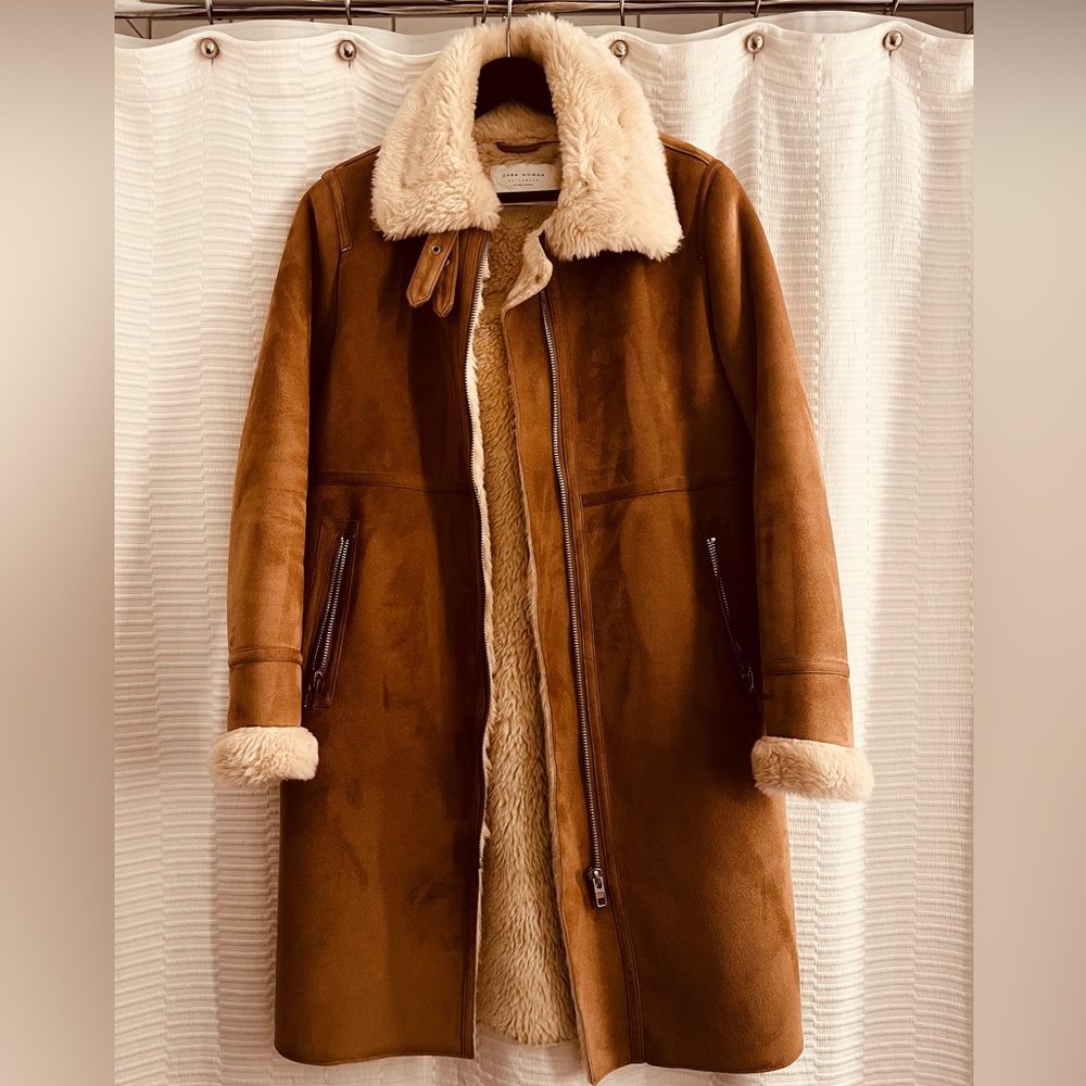 ZARA Heavy Suede / Sherpa Outerwear Jacket